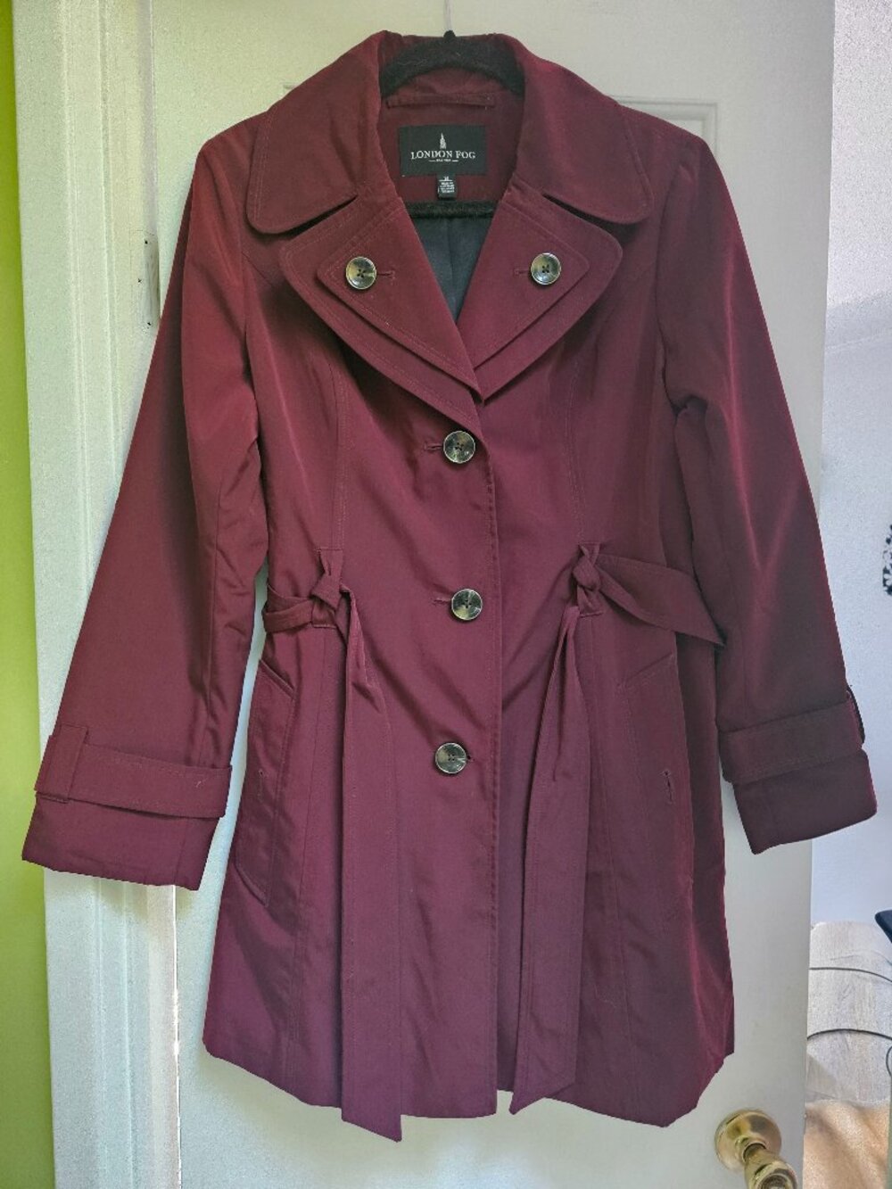 London Fog Raincoat Burgundy Like New